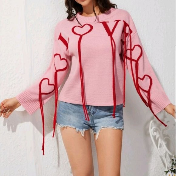undefined Sweaters - "Bleeding love" valentine's pink sweater